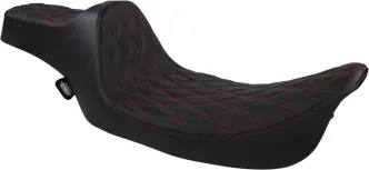 Drag Specialties Extended Reach Predator III Double Diamond Red Stitched Seat For Harley Davidson 1997-2007 FLHR Road King & 2006-2007 FLHX Street Glide Models (0801-1371)