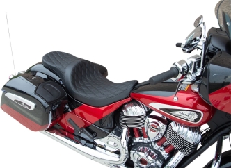 Drag Specialties Low-Profile Double Diamond Stitched Touring Seat For Indian 2014-2024 Chief, Chieftain, Roadmaster, Springfield & Super Chief Models (0810-2258)