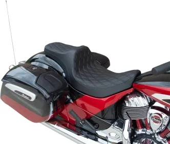 Drag Specialties Predator III Double Diamond Black Stitched Seat For Indian 2014-2024 Chief, Chieftain, Roadmaster, Springfield & Super Chief Models (0810-2262)