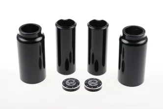 Cult Werk Long Version 6 Piece Fork Covers Long Version With Cult Werk Logo In Black Gloss Powder Coated For Indian 2018-2023 Scout Bobber Models (IN-SCO010)