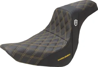 Saddlemen Pro Series SDC Performance Gripper Seat With Gold Stitching For Harley Davidson 2018-2024 Softail FLSB Sport Glide & FXLRS/FXLRST Low Rider S/ST Models (SC81829DGO)