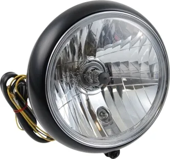 Cult Werk 7 Inch Headlight In Black With Clear Glass For Harley Davidson Sportster & Softail Models (HD-UNI004)