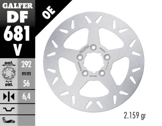 Galfer Rear Fixed Round Brake Disc For Harley Davidson 2000-2010 Sportster, 2000-2017 Dyna, 2000-2024 Softail & 2000-2007 Touring Models (DF681V)