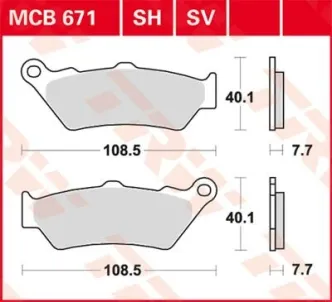 TRW Front Sintered Brake Pads For 2016-2020 XG750/500 Street, 2017-2020 XG750A Street Rod Models (MCB671SV)