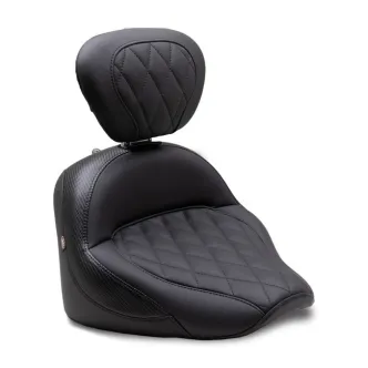 Mustang Double Diamond Touring Solo Seat With Driver Backrest In Black For Indian 2022-2024 Chief Models (89740)