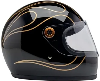 Biltwell Gringo S Helmet - Gloss Black Flames - Size XS (1003-567-501)