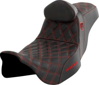 Saddlemen Pro Series SDC Performance Grip Seat With Driver Backrest And Red Stitching For Harley Davidson 2008-2023 FLHR, FLHT, FLHX & FLTR Touring Models (SC80807REDRT)