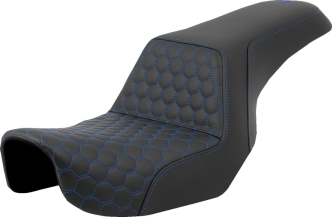 Saddlemen Honeycomb Step-Up Seat With Blue Stitching For Harley Davidson 2006-2017 Dyna FXD/FXDWG Models (A806-04-177BLU)