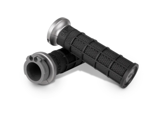 ODI Lock-on Hart-luck Signature Full-Waffle Grips In Gun Metal Grey For 1984-2022 Harley Davidson Single And Dual Throttle Cable Models (V31HCW-BH-H)