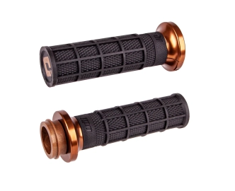 ODI Lock-on Hart-luck Signature Full-Waffle Grips In Bronze For 1984-2022 Harley Davidson Single And Dual Throttle Cable Models (V31HCW-BZ-Z)