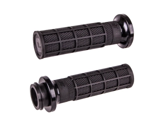 ODI Lock-on Hart-Luck Signature Full-Waffle Grips In Black For 2008-2024 Harley Davidson E-Throttle Models (V31HTW-BB-B)