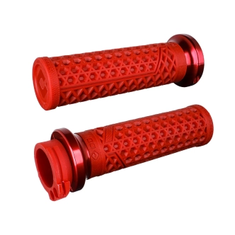 ODI Vans Signature Lock-On Grips In Red For 1984-2022 Harley Davidson Single And Dual Throttle Cable Models (V31VHCWDR-R)