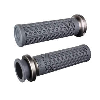 ODI Vans Signature Lock-On Grips In Grey For 2018-2024 Indian Challenger, Chief, Chieftan, Darkhorse Models (V31VITWH-H)