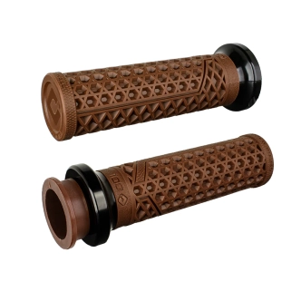 ODI Vans Signature Lock-On Grips In Brown For 2018-2024 Indian Challenger, Chief, Chieftan, Darkhorse Models (V31VITWN-B)