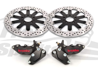 Free Spirits Bolt On Kit With 4 Piston Black Calipers & 320mm Rotors For Harley Davidson 1984-1999 Models (203902KK)