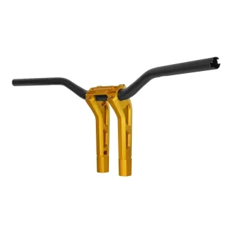 Performance Machine 1 1/4 Inch Phatbar & 9 Inch Riser Kit, Updated Version, In Gold Ops For 1982-2024 Harley Davidson Including E-Throttle Models (0208-2195M-SMG)