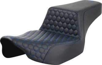 Saddlemen Extended Reach Honeycomb Step-Up Seat With Blue Stitching For Harley Davidson 2023-2024 CVO Road Glide & Street Glide Models (823-07-17801)