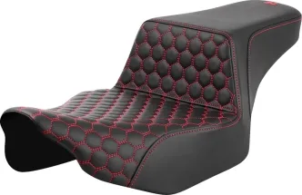 Saddlemen Extended Reach Honeycomb Step-Up Seat With Red Stitching For Harley Davidson 2023-2024 CVO FLHX Street Glide & FLTR Road Glide Models (823-07-17804)