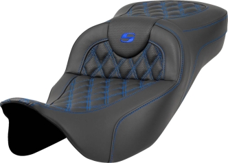 Saddlemen Extended Reach RoadSofa Lattice Stitched Seat With Blue Stitching For Harley Davidson 2008-2023 Touring Models (A808-07B-184BLU)