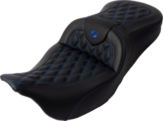 Saddlemen Roadsofa Lattice Stitch Seat With Blue Stitching For Harley Davidson 2008-2023 Touring Models (A808-07R-182BLU)