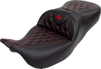 Saddlemen Roadsofa Lattice Stitch Seat With Red Stitching For Harley Davidson 2008-2023 Touring Models (A808-07R-182RED)