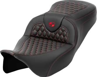 Saddlemen Carbon Fiber Honeycomb Roadsofa Seat With Red Stitching For Harley Davidson 2008-2023 Touring Models (A808-07B-189RED)