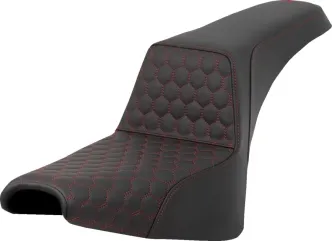 Saddlemen Honeycomb Step-Up Seat With Red Stitching For Harley Davidson 2018-2024 Softail Street Bob FXBB/S & Softail Standard FXST Models (818-30-17704)