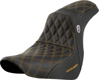 Saddlemen Carbon Fiber Pro Series SDC Performance Gripper Seat With Gold Stitching For Harley Davidson 2018-2024 Softail FLSB Sport Glide & FXLRS/FXLRST Low Rider S/ST Models (SC81829GOL)