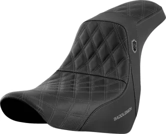 Saddlemen Carbon Fiber Pro Series SDC Performance Gripper Seat With Grey Stitching For Harley Davidson 2018-2024 Softail FLSB Sport Glide & FXLRS/FXLRST Low Rider S/ST Models (SC81829GRE)