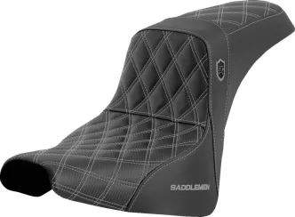 Saddlemen Carbon Fiber Pro Series SDC Performance Grip Seat With Silver Stitching For Harley Davidson 2018-2024 FXBB Street Bob & FXST Standard Models (SC81830SIL)