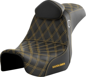 Saddlemen Carbon Fiber Pro Series SDC Performance Grip Seat With Gold Stitching For Harley Davidson 2006-2017 Dyna Models (SC80604GOLRT)