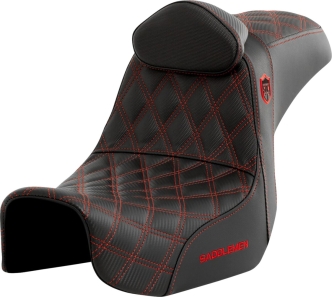 Saddlemen Carbon Fiber Pro Series SDC Performance Grip Seat With Red Stitching For Harley Davidson 2006-2017 Dyna Models (SC80604REDRT)