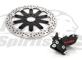 Free Spirits 320mm Brake Rotor Upgrade Kit With 4 Piston Brembo Caliper In Black For 2006-2017 Dyna With Single Disc Spoke Wheel (203922KK)