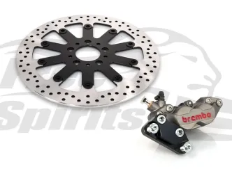 Free Spirits 320mm Brake Rotor Upgrade Kit With 4 Piston Brembo Caliper In Titanium For 2006-2017 Dyna With Single Disc Spoke Wheel (203922TK)