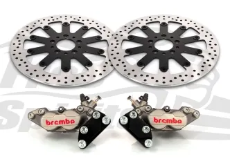 Free Spirits 320mm Brake Rotor Upgrade Kit With 4 Piston Brembo Caliper In Titanium For 2008-2017 Dyna Fat Bob (203923TK)