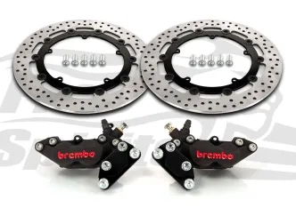 Free Spirits 320mm Brake Rotor Upgrade Kit With 4 Piston Brembo Caliper In Black For 2014-2017 Dyna Low Rider/S Models (203924KK)