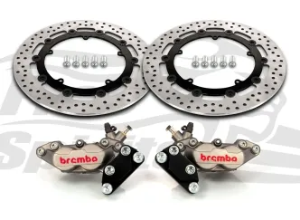 Free Spirits 320mm Brake Rotor Upgrade Kit With 4 Piston Brembo Caliper In Titanium For 2014-2017 Dyna Low Rider/S Models (203924TK)