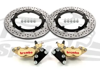 Free Spirits 320mm Brake Rotor Upgrade Kit With 4 Piston Brembo Caliper In Gold For 2014-2017 Dyna Low Rider/S Models (203924GK)