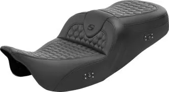 Saddlemen Heated Honeycomb Roadsofa Seat With Black Stitching For Harley Davidson 2008-2024 FLHR, FLHT, FLHX & FLTR Touring Models (Does Not Fit 2023-2024 CVO Models) (808-07B-189HCT)